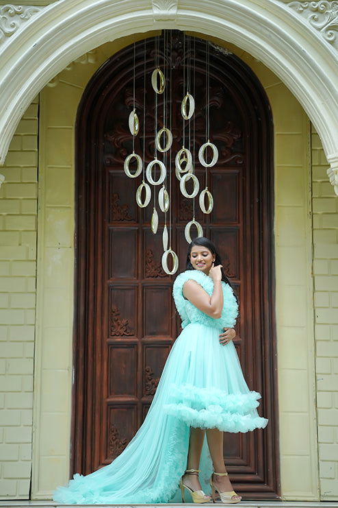Long Tail Gown Western Sky Blue Colour