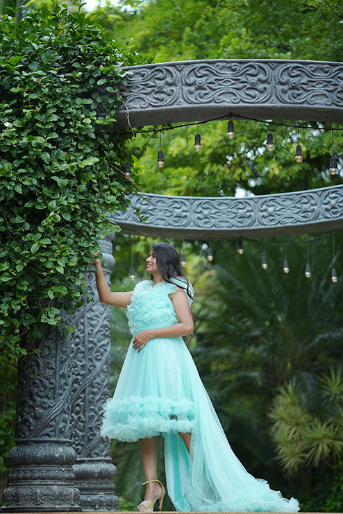 Long Tail Gown Western Sky Blue Colour