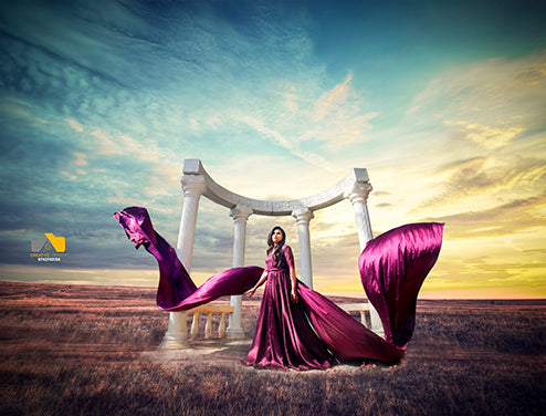 Pre Wedding or Maternity Purple Long Tail Gown
