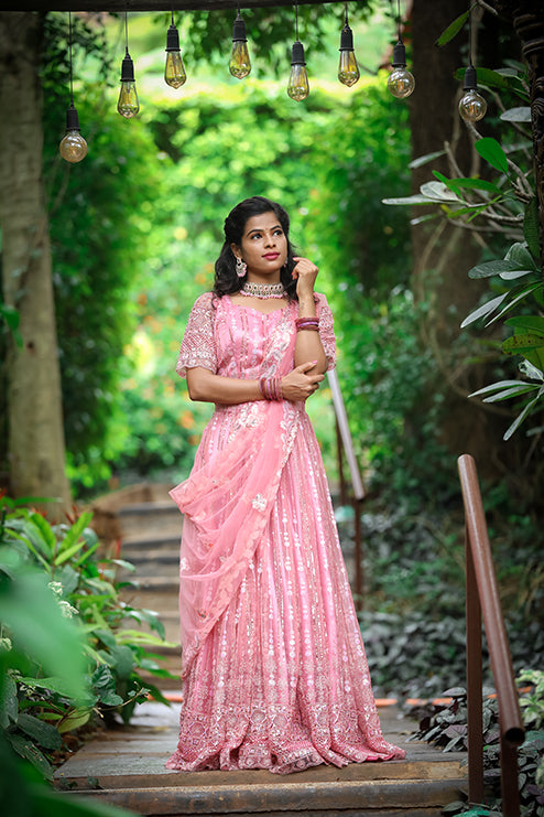 Half Saree Ligth Pink Colour