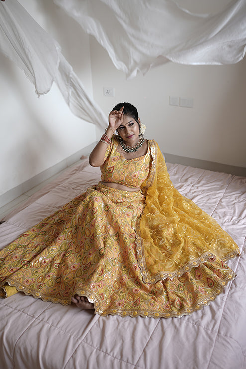 Half Saree Premiam Yellow Colour