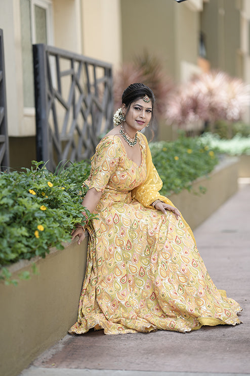 Half Saree Premiam Yellow Colour