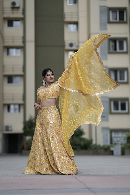 Half Saree Premiam Yellow Colour