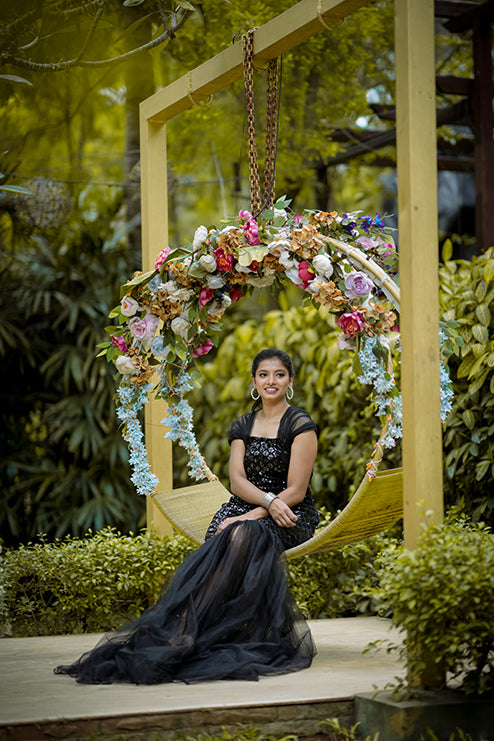 Fish Cut Black Colour Gown