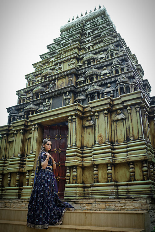 Treditional Half Saree Navy Blue Colour