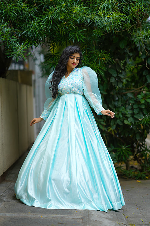 Ball Gown Premiam Sky Blue Colour