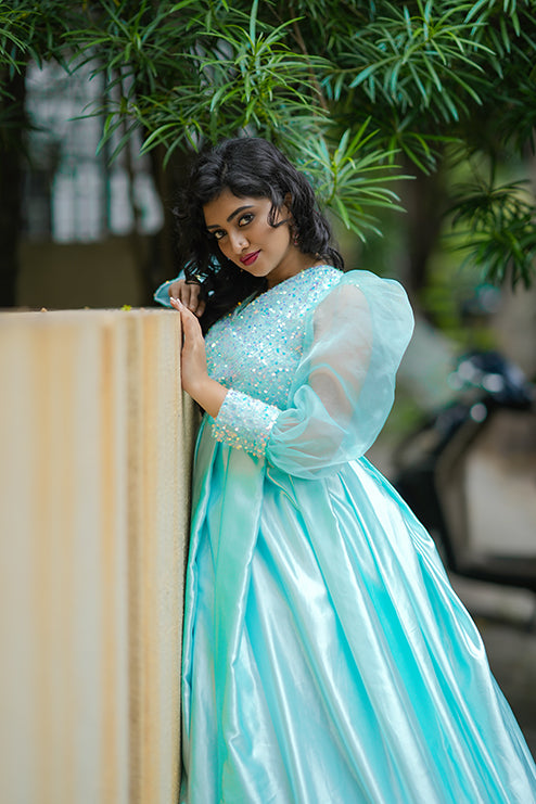 Ball Gown Premiam Sky Blue Colour