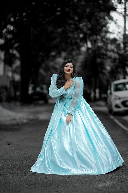 Ball Gown Premiam Sky Blue Colour