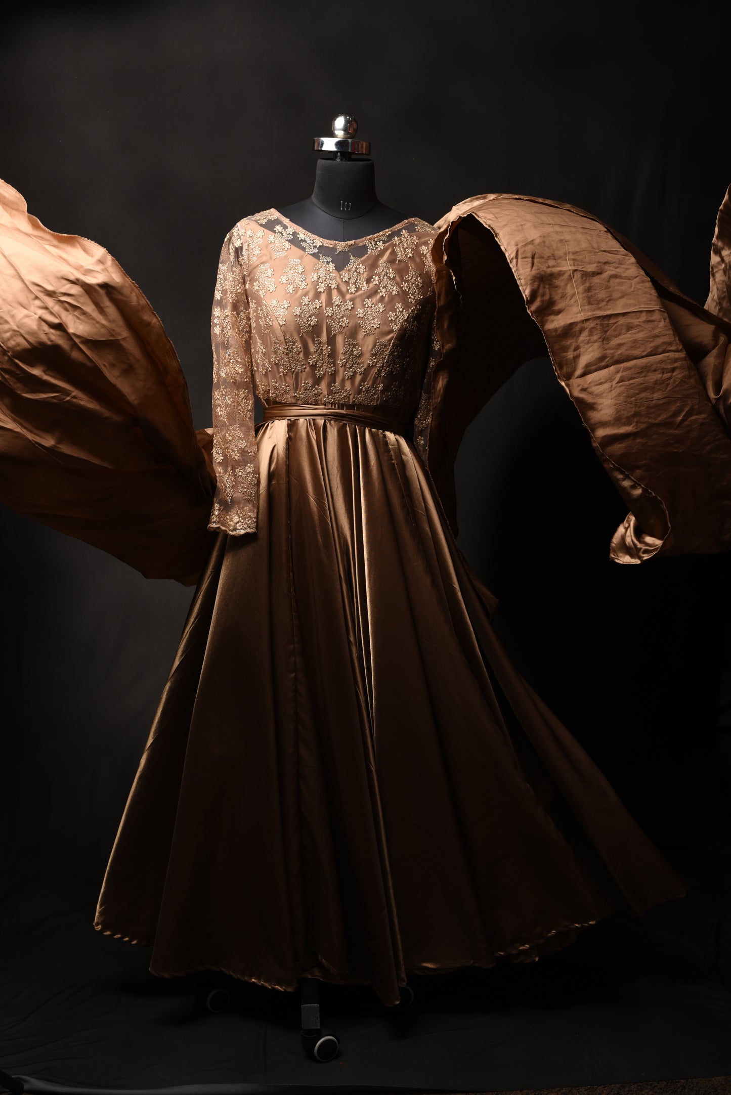 Long Tail Gown Preamim Gold Colour
