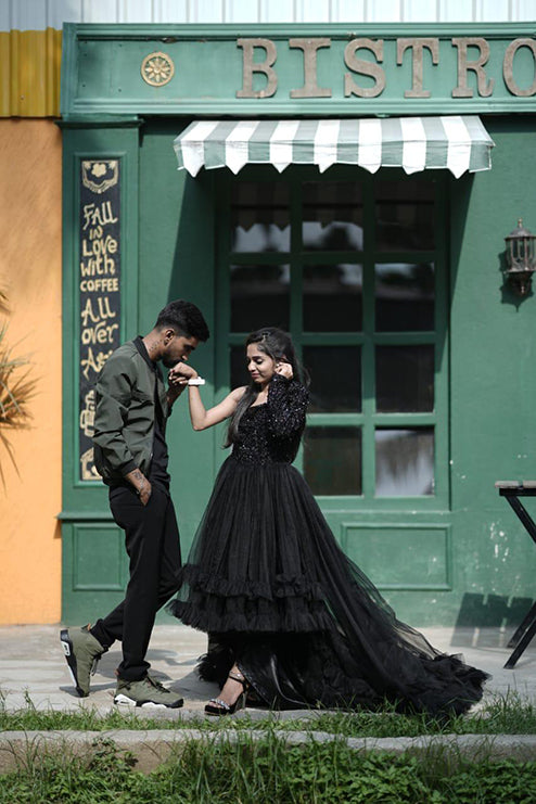 Pre Wedding Long Tail Gown Orrenge Colour
