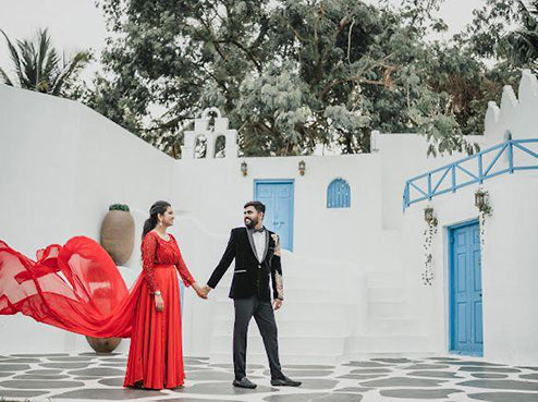 Preee Wedding Long Tail Gown Red Colour