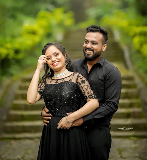 Pree Wedding Black Colour Long Tail Gown