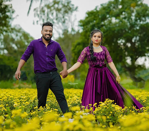 Pre Wedding or Maternity Purple Long Tail Gown