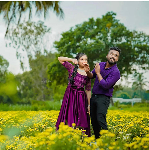Pre Wedding or Maternity Purple Long Tail Gown