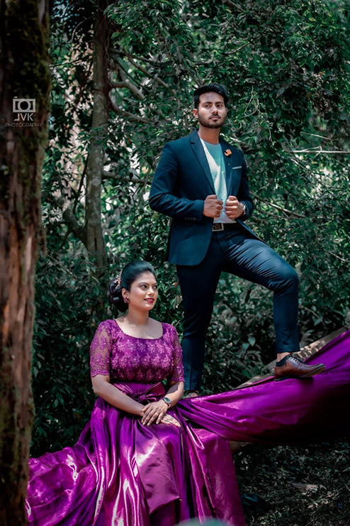 Pre Wedding or Maternity Purple Long Tail Gown