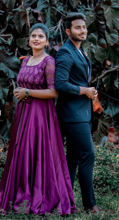 Pre Wedding or Maternity Purple Long Tail Gown