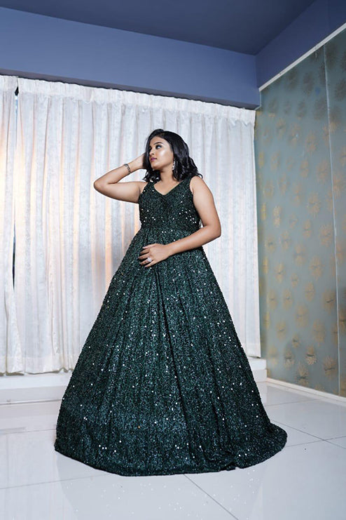 Ball Gown Green Colour Rental Gown Banglore Ball Gown Green Colour Rental Gown Banglore