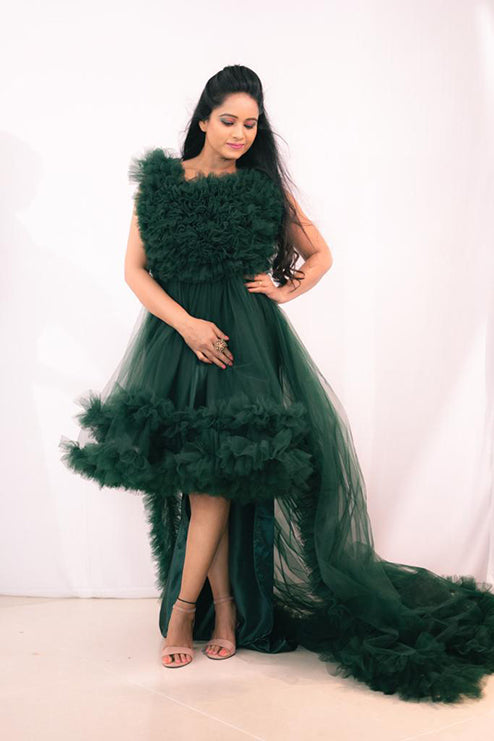 Pree Wedding Green Colour Western Gown