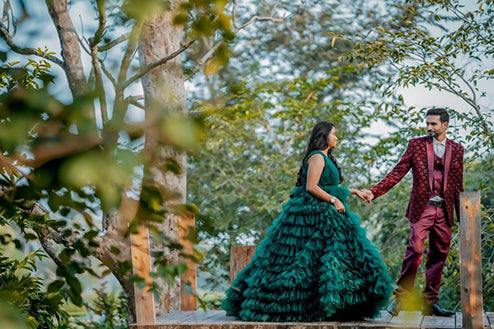 Ball Gown green Colour