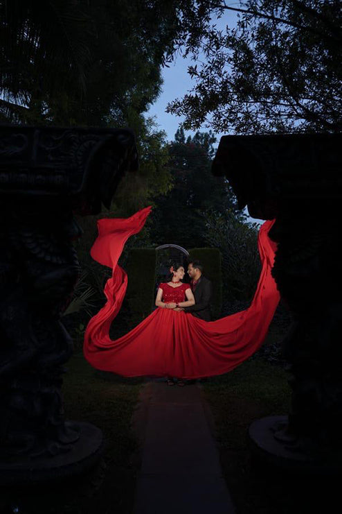 Pree Wedding Long Gown Red Colour