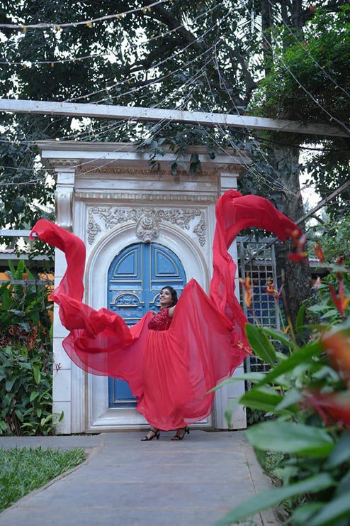 Pree Wedding Long Gown Red Colour