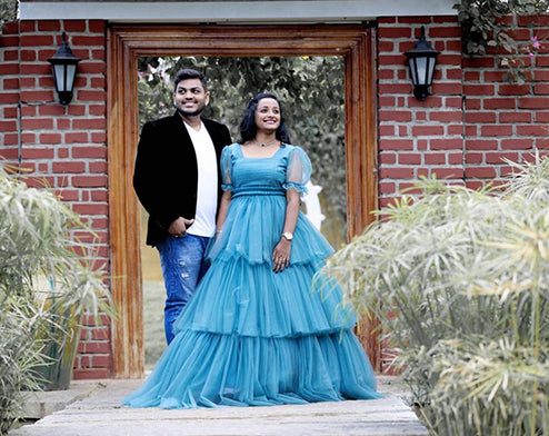 Ball Gown Sky Blue Colour