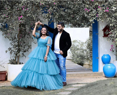 Ball Gown Sky Blue Colour