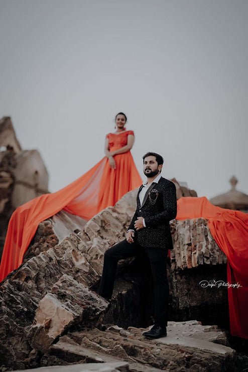 Pree Wedding Long Gown Red Colour