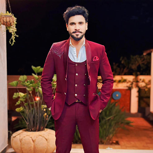 Men Wedding Suit Meroon Colour