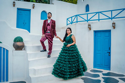 Ball Gown green Colour