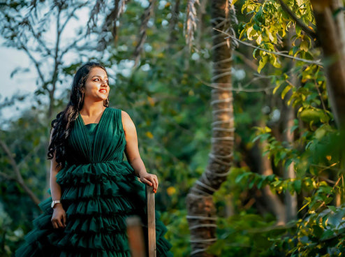 Ball Gown green Colour