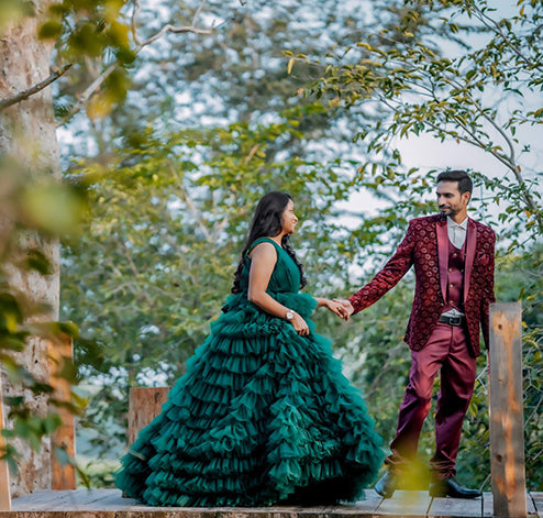 Ball Gown green Colour