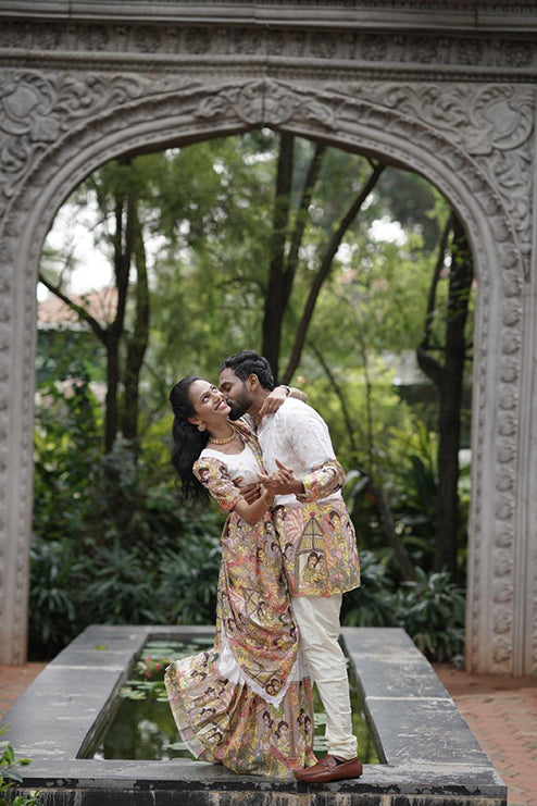 Couple Outfit Premium White Half Saree with Embroidery and White Kurta