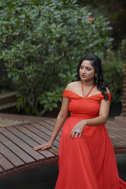 Pree Wedding Long Gown Red Colour
