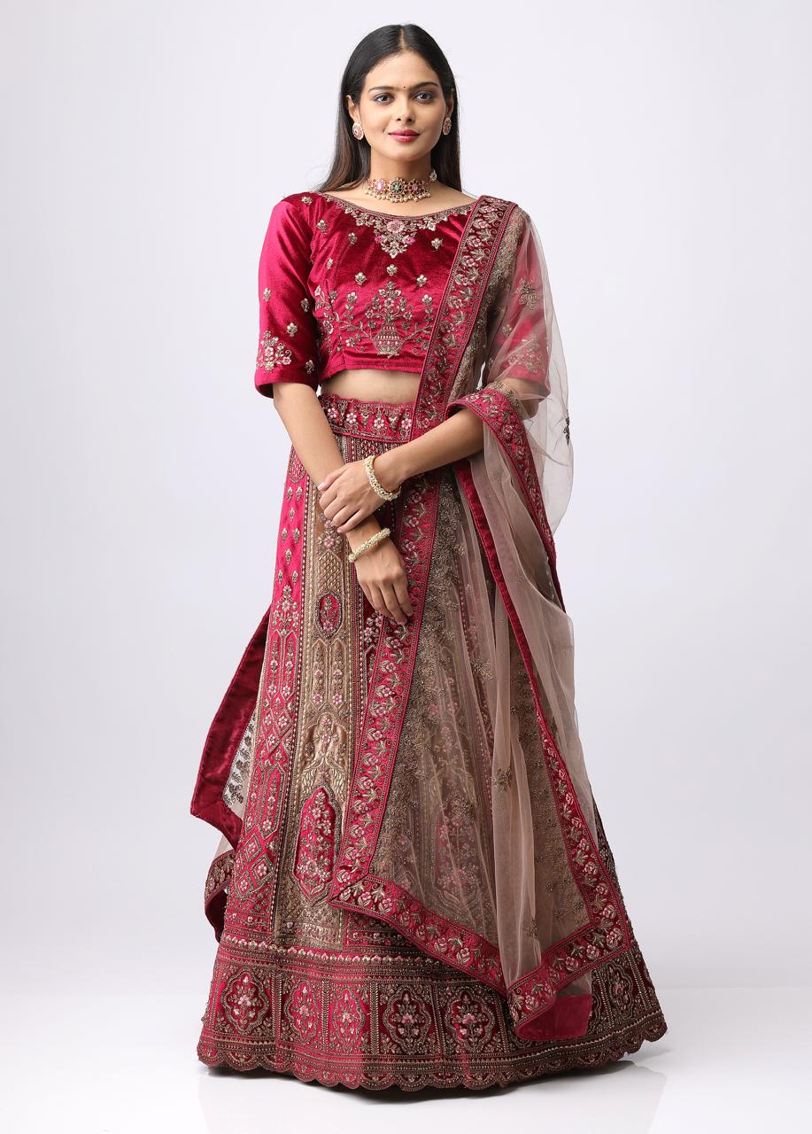 Bridal Prrmiam Wedding Lehegga Maroon Colour