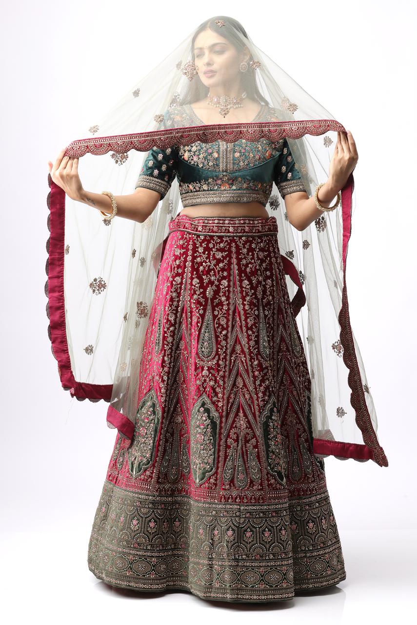 Bridal Premiam Lehengga Green And Malty color