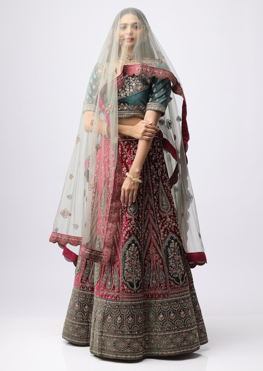 Bridal Premiam Lehengga Green And Malty color