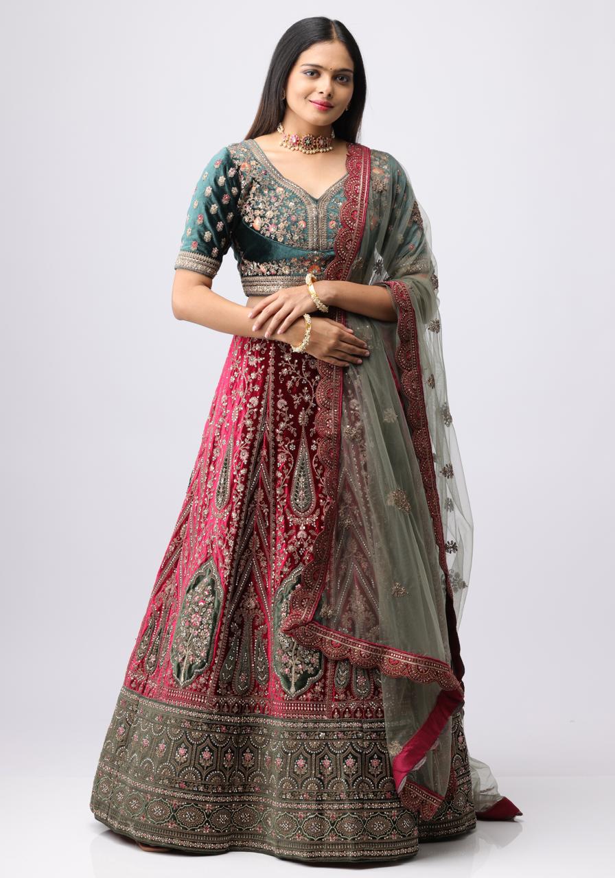 Bridal Premiam Lehengga Green And Malty color