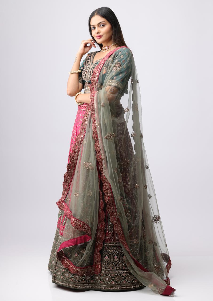 Bridal Premiam Lehengga Green And Malty color