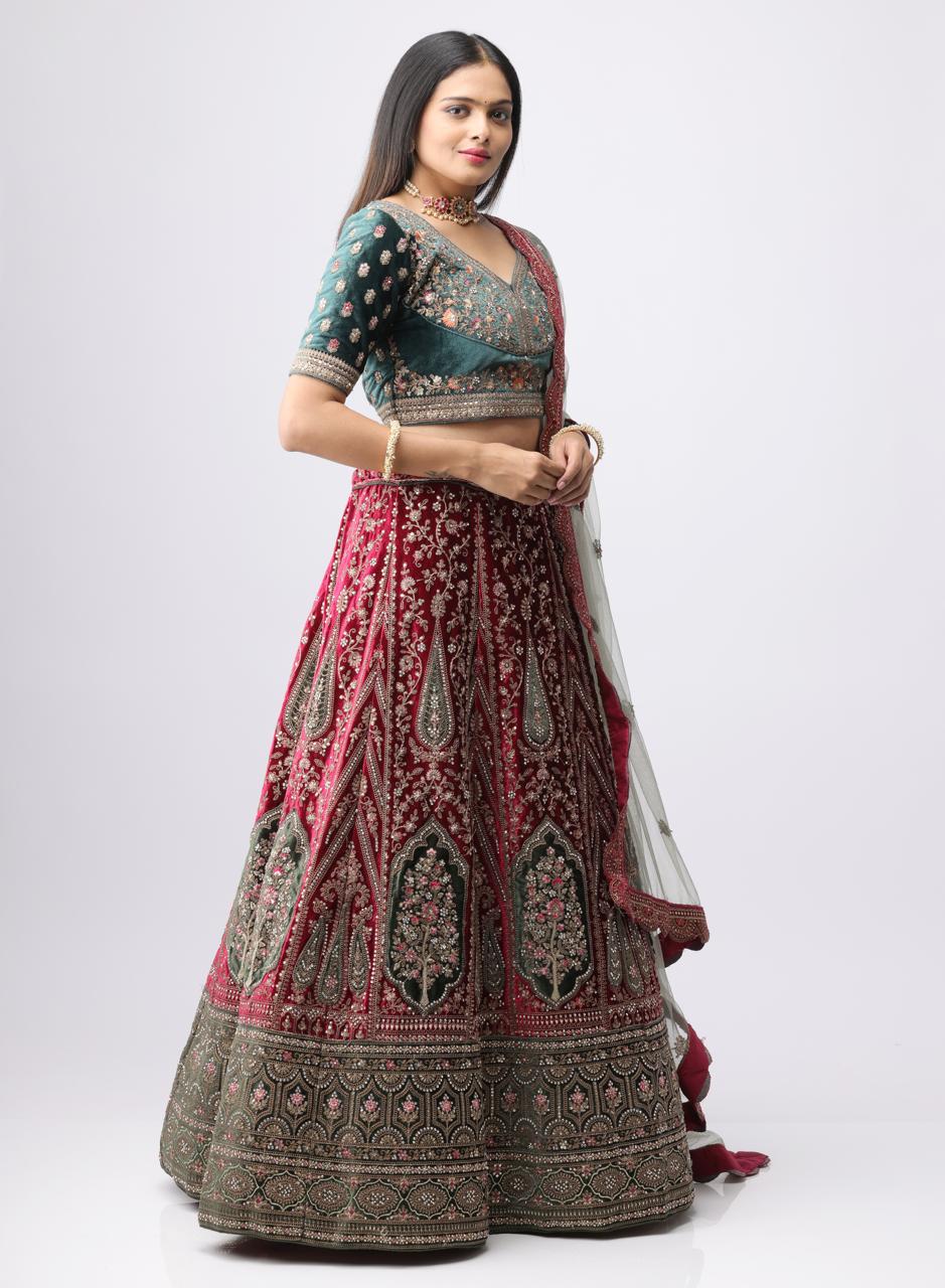Bridal Premiam Lehengga Green And Malty color