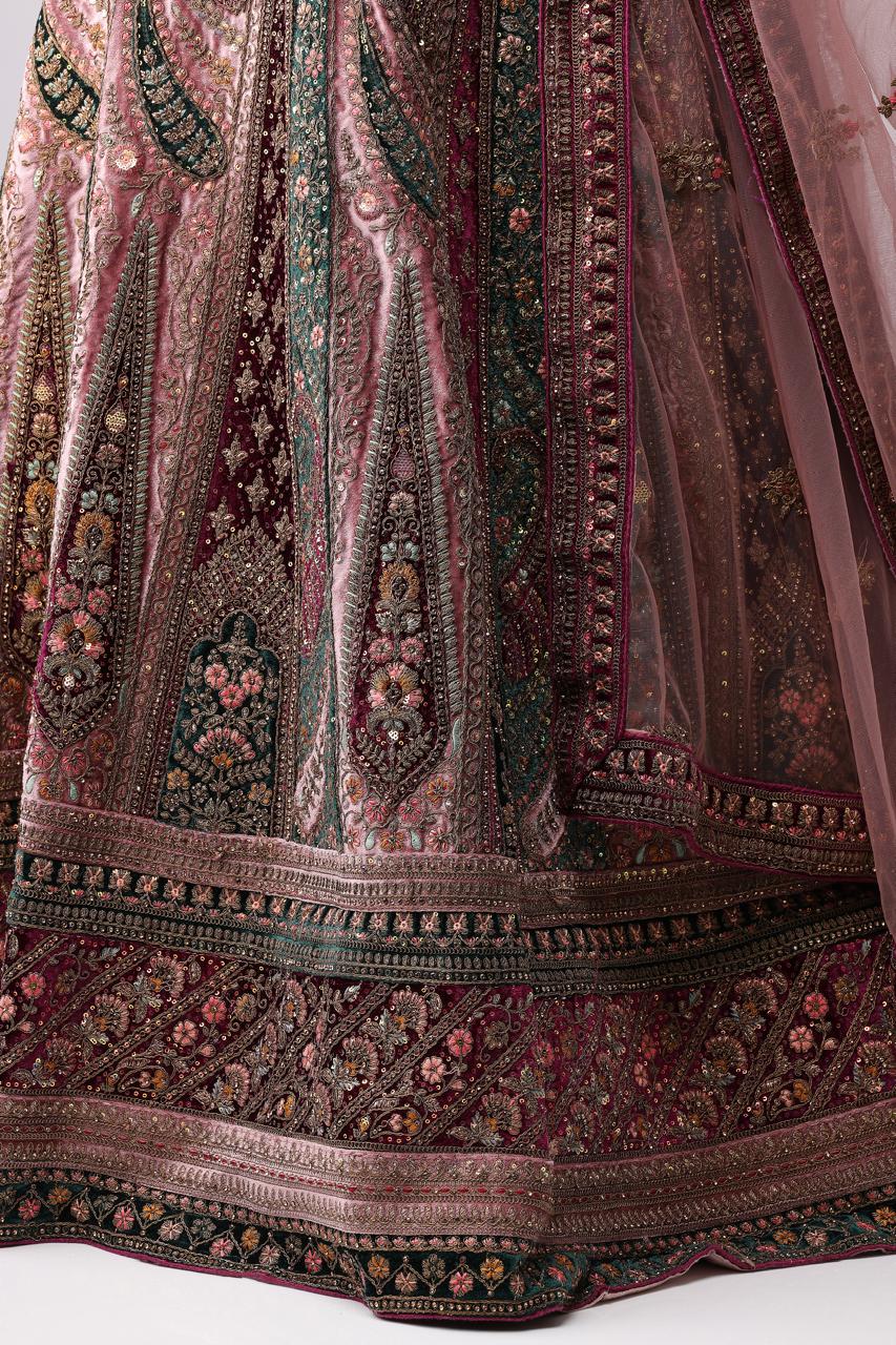 Bridal Wedding Lehenga Wine And Malty Collors