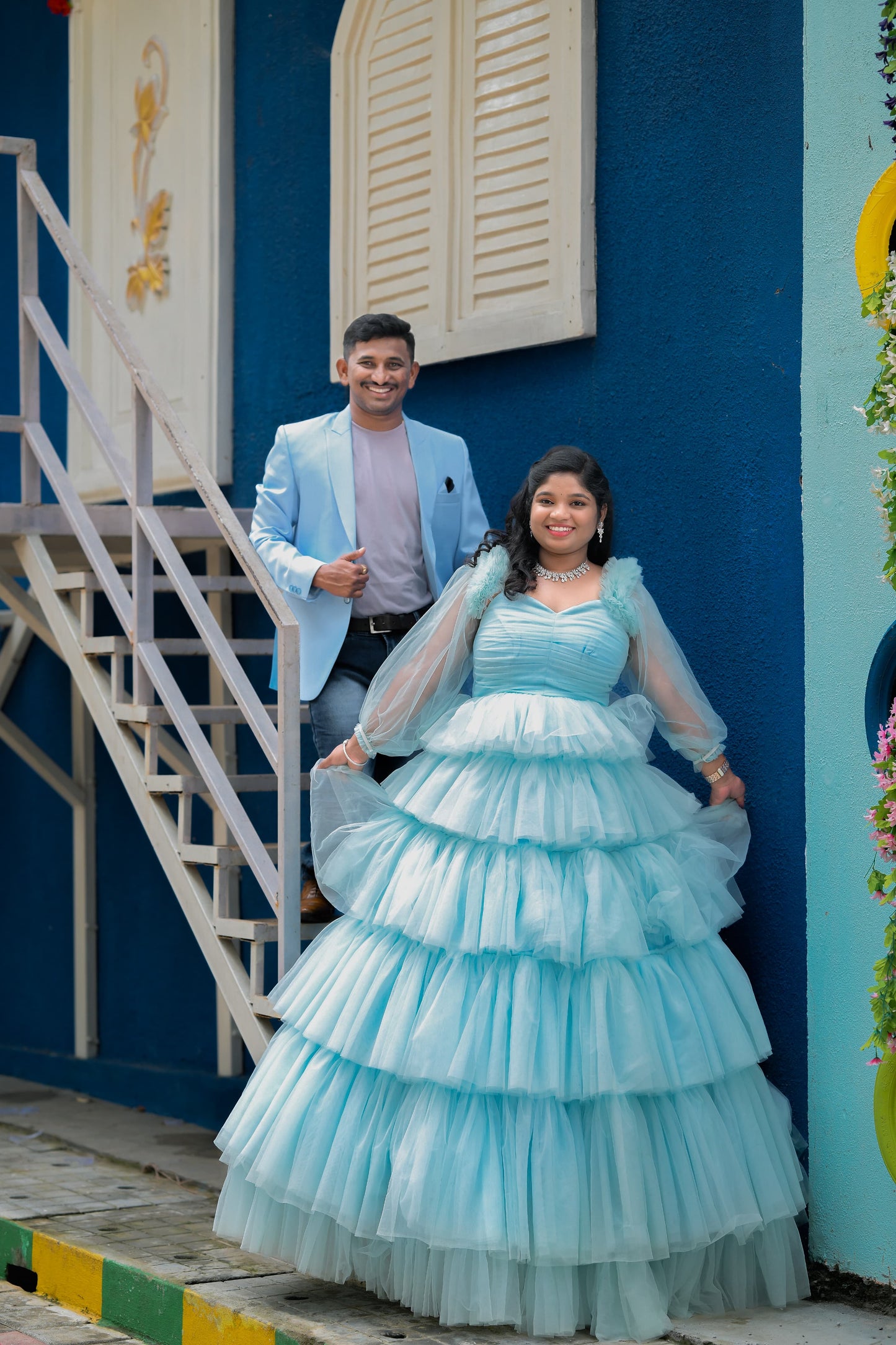 Premiam Ball Gown Sky Blue Colour