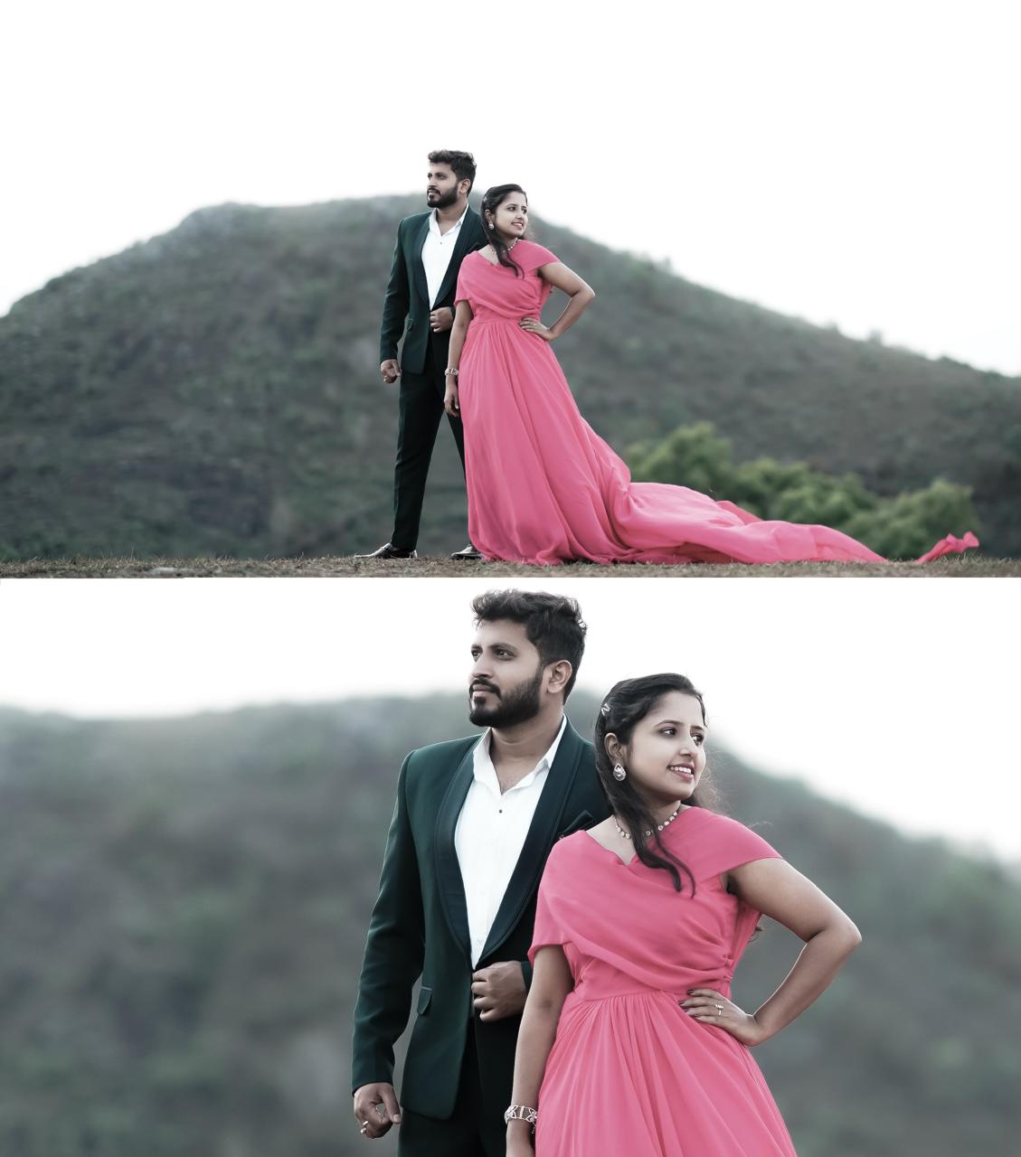 Pre Wedding Long Tail Gown Pink Colour