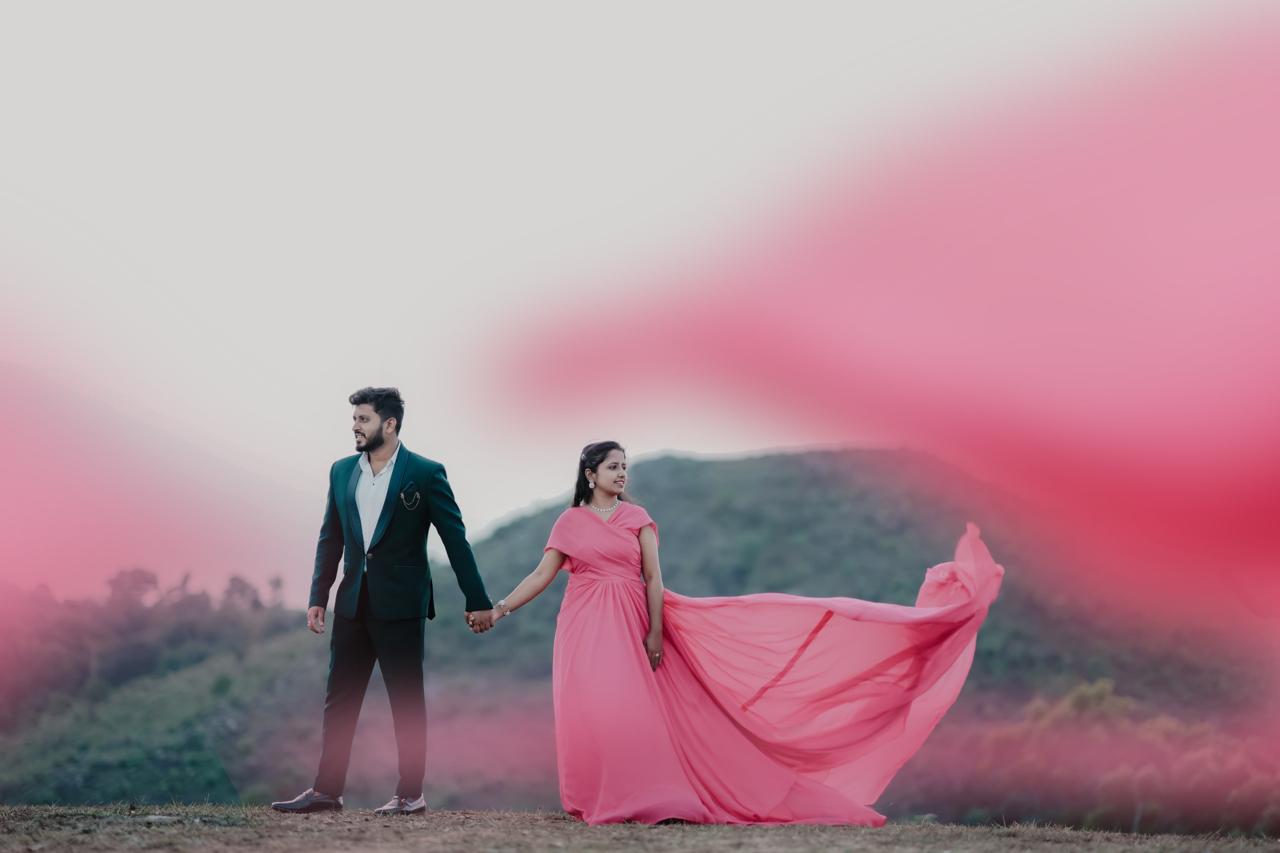 Pre Wedding Long Tail Gown Pink Colour