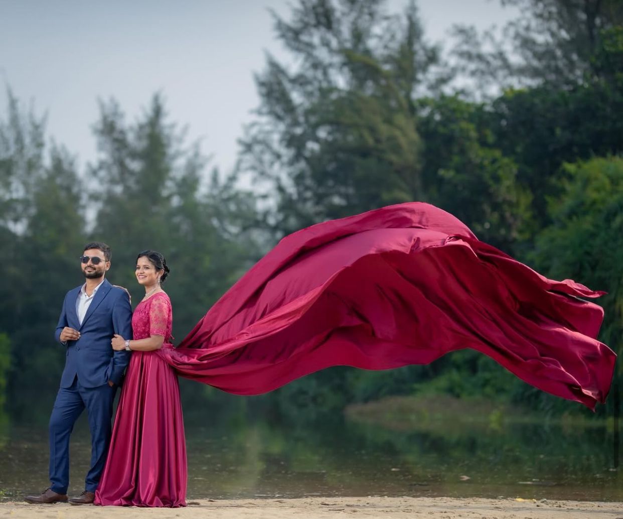 Pre Wedding Long Tail Gown Pink Colour