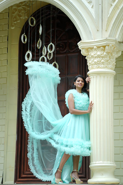 Long Tail Gown Western Sky Blue Colour