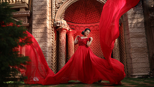 Pree Wedding Long Gown Red Colour