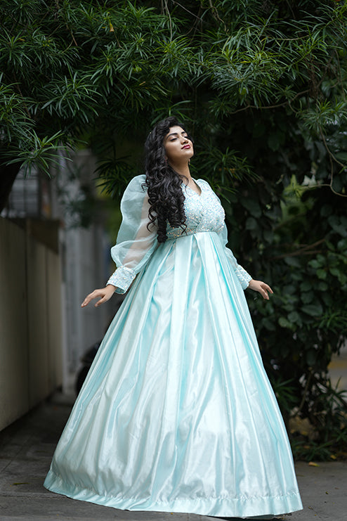 Ball Gown Premiam  Sky Blue Colour