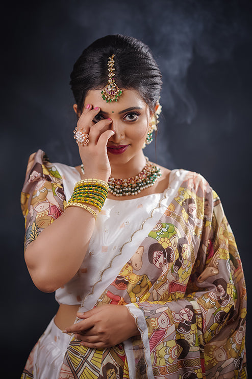 Prewedding and Events Premium White Lehenga with Embroidery work