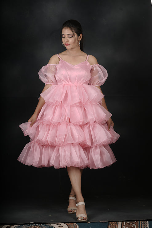 Pink Colour Short Gown